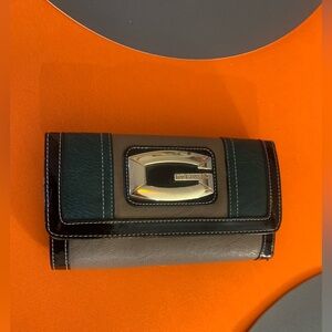 Gussaci Black and Gray Wallet with G detail and lots of compartments